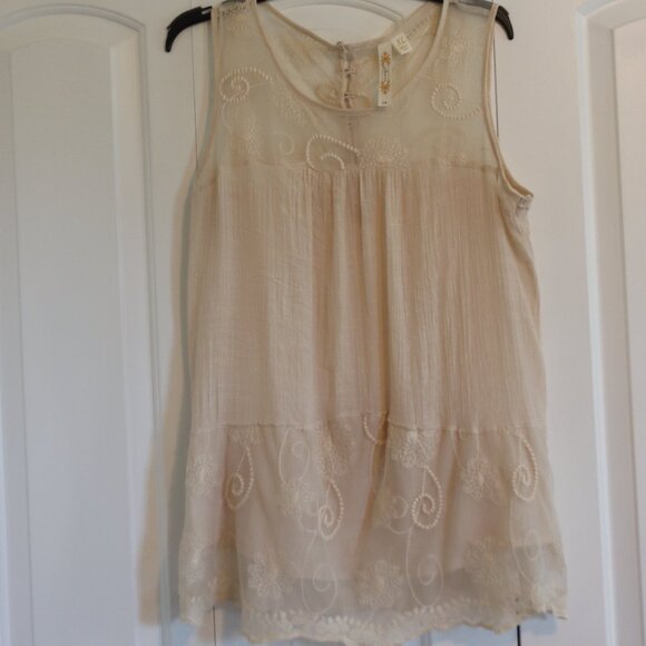 Adiva Lightweight Gauze Sheer Embroidered Sleeveless Blouse  XL Casual Summer - Picture 8 of 16
